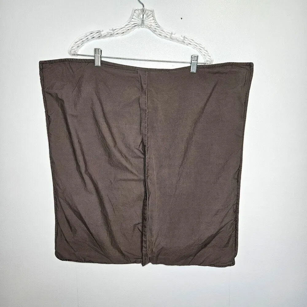 WEST ELM Euro Sham Rippled Texture Dark Khaki Green 26x26 Organic Cotton 847084